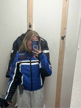 Sedici Blue Men's Sport Motorcycle Jacket with White Accents